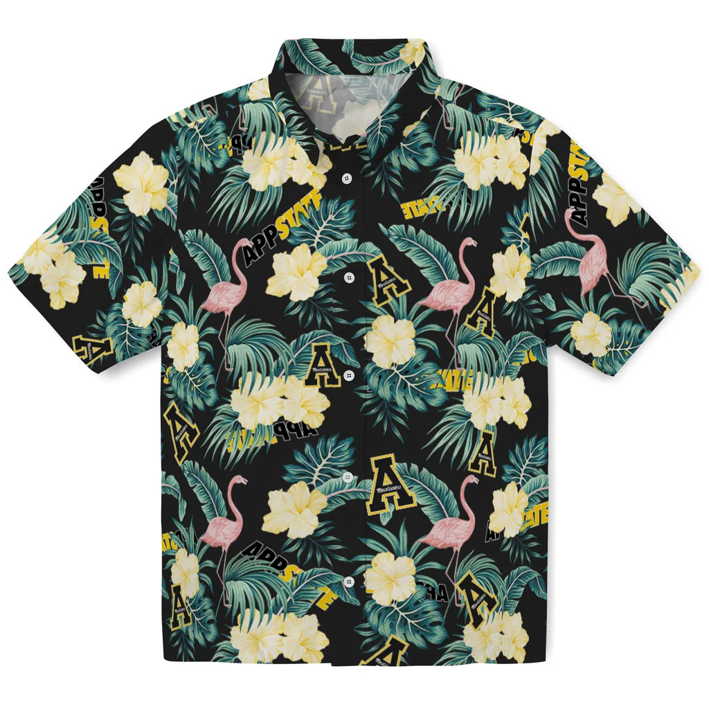 Appalachian State Mountaineers Hawaiian Shirt - Flamingo and Hibiscus | Moonbestprint