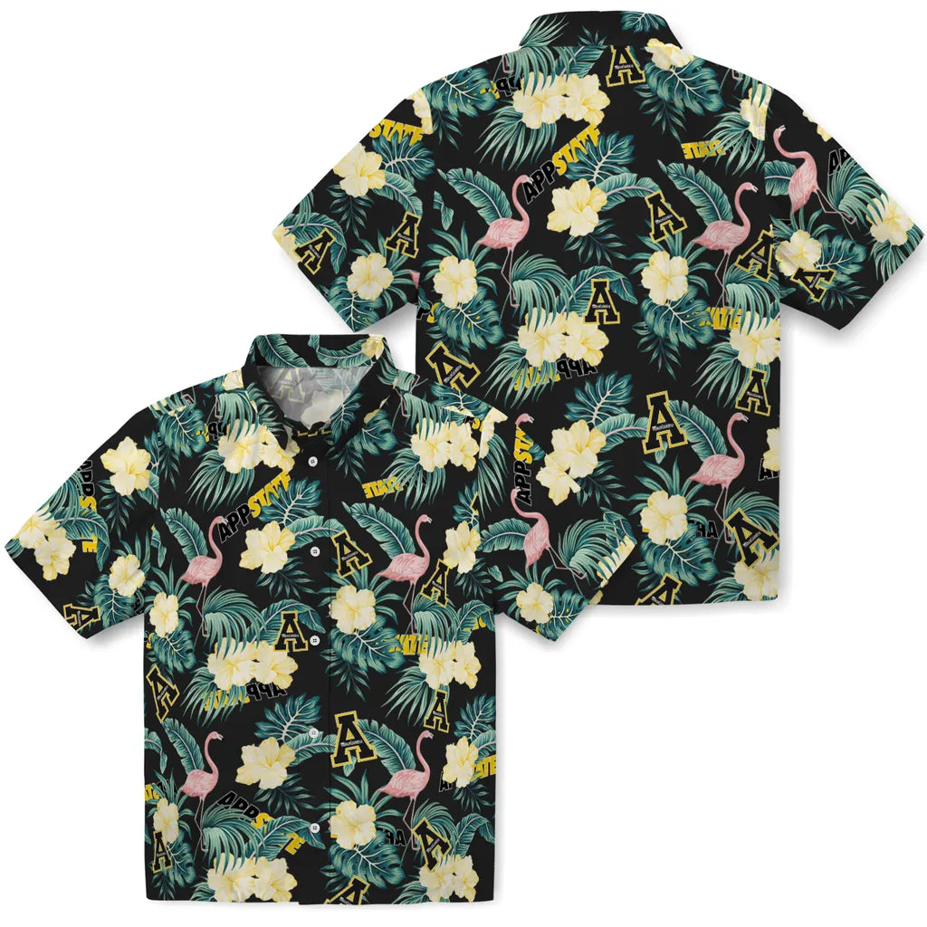 Appalachian State Mountaineers Hawaiian Shirt - Flamingo and Hibiscus | Moonbestprint
