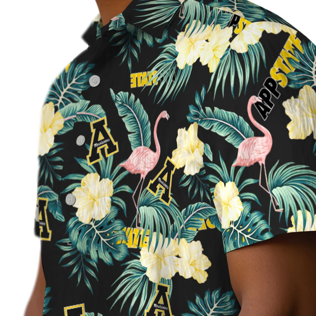 Appalachian State Mountaineers Hawaiian Shirt - Flamingo and Hibiscus | Moonbestprint