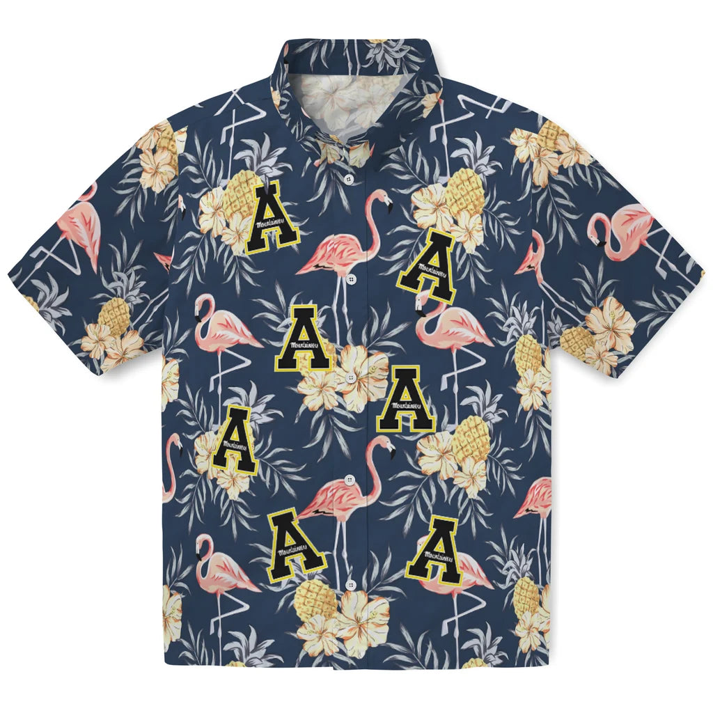 Appalachian State Mountaineers Hawaiian Shirt - Flamingo Hibiscus | Moonbestprint
