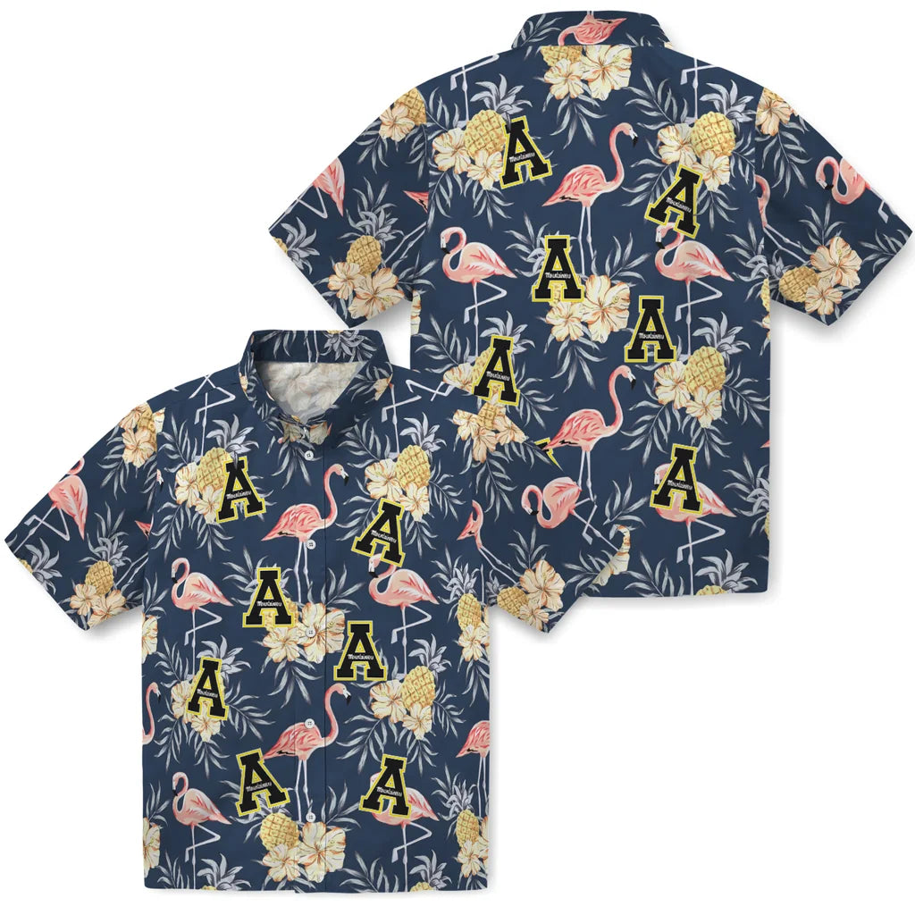 Appalachian State Mountaineers Hawaiian Shirt - Flamingo Hibiscus | Moonbestprint