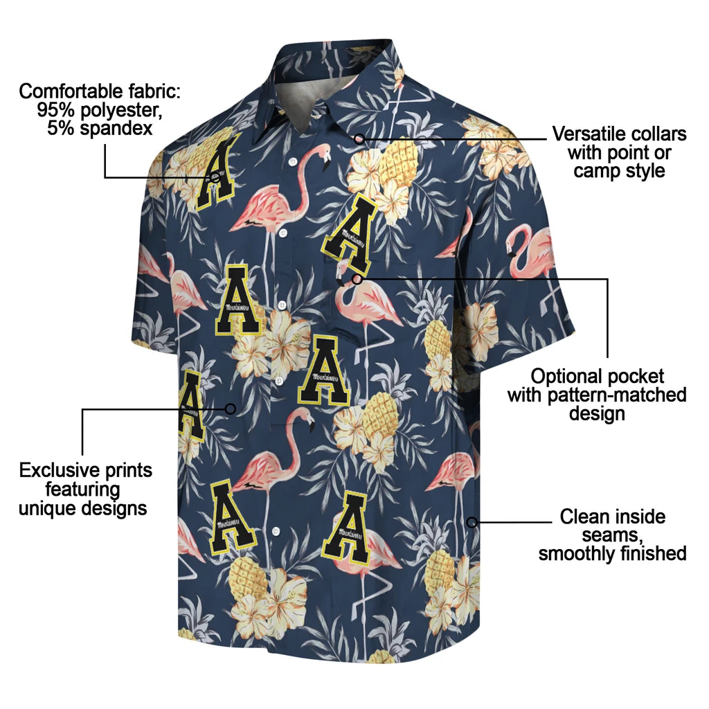 Appalachian State Mountaineers Hawaiian Shirt - Flamingo Hibiscus | Moonbestprint