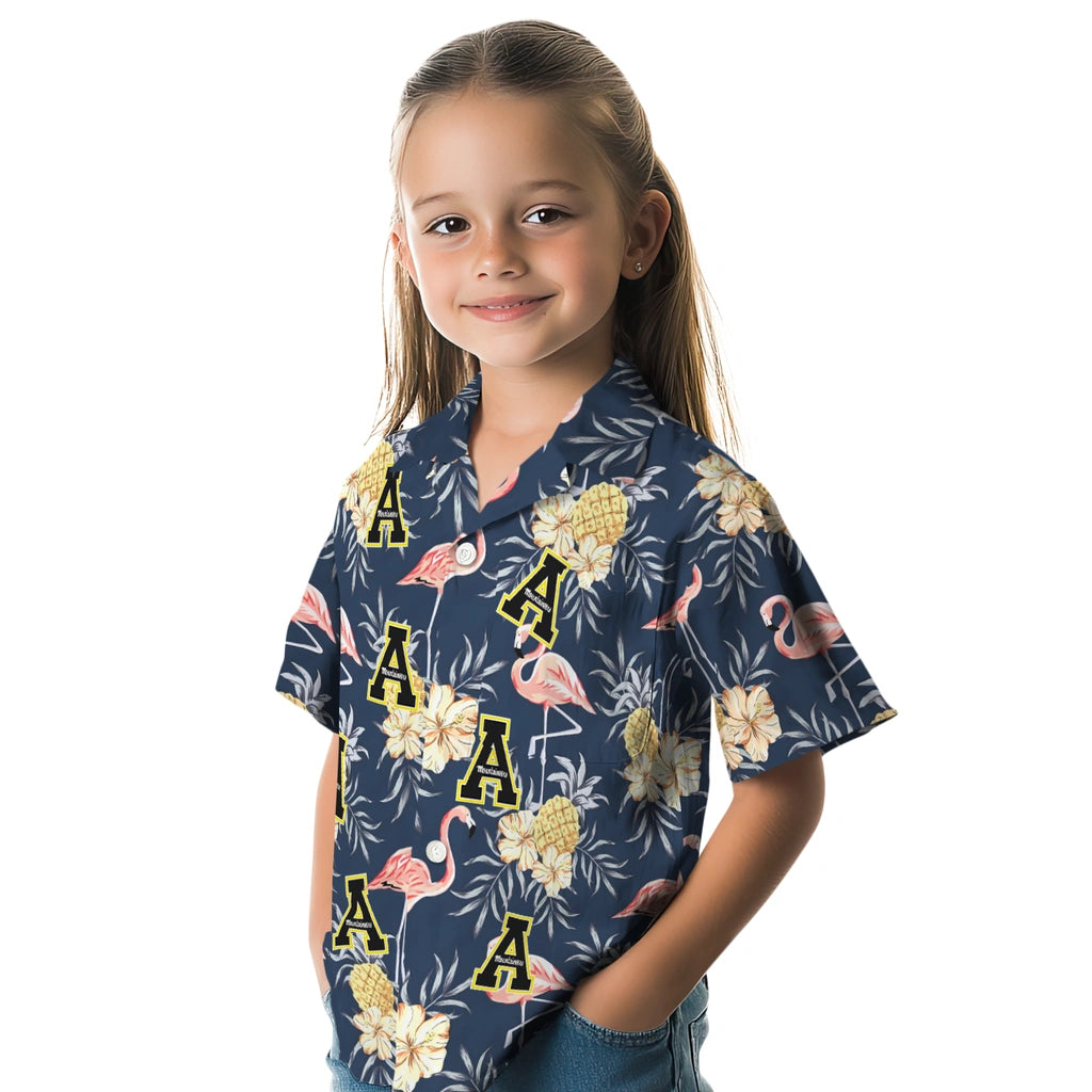 Appalachian State Mountaineers Hawaiian Shirt - Flamingo Hibiscus | Moonbestprint