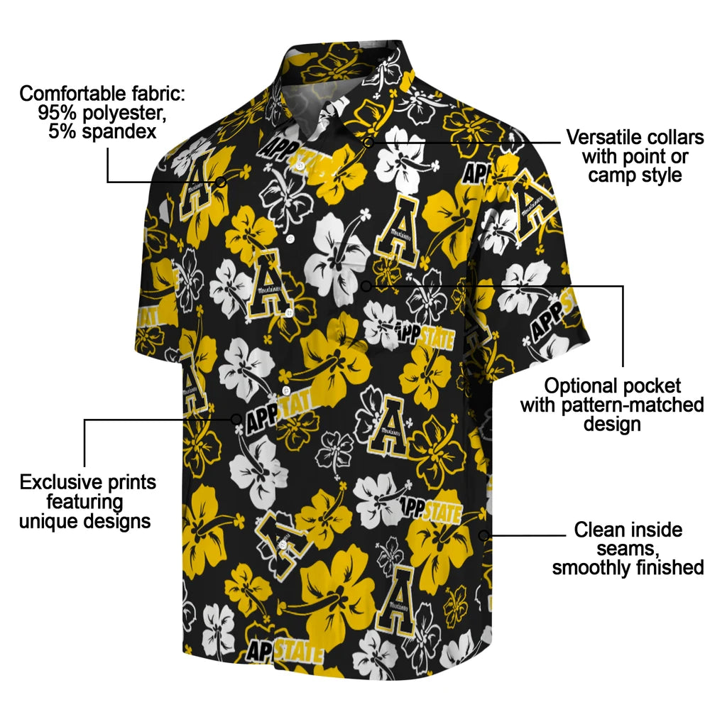Appalachian State Mountaineers Hawaiian Shirt - Hibiscus Flower Design | Moonbestprint