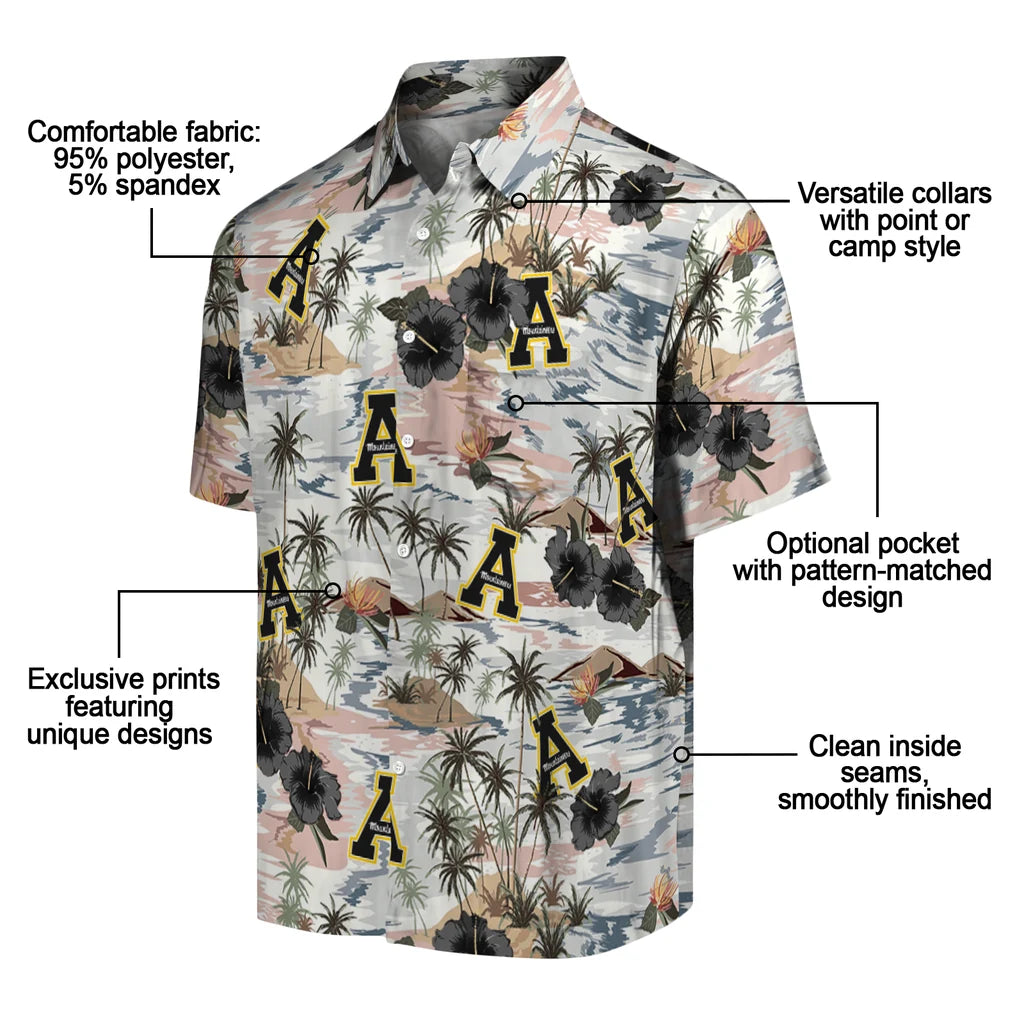 Appalachian State Mountaineers Hawaiian Shirt - Hibiscus Seaside | Moonbestprint