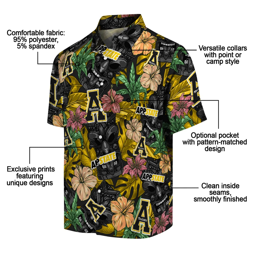 Appalachian State Mountaineers Hawaiian Shirt - Hibiscus Tiki Jungle | Moonbestprint