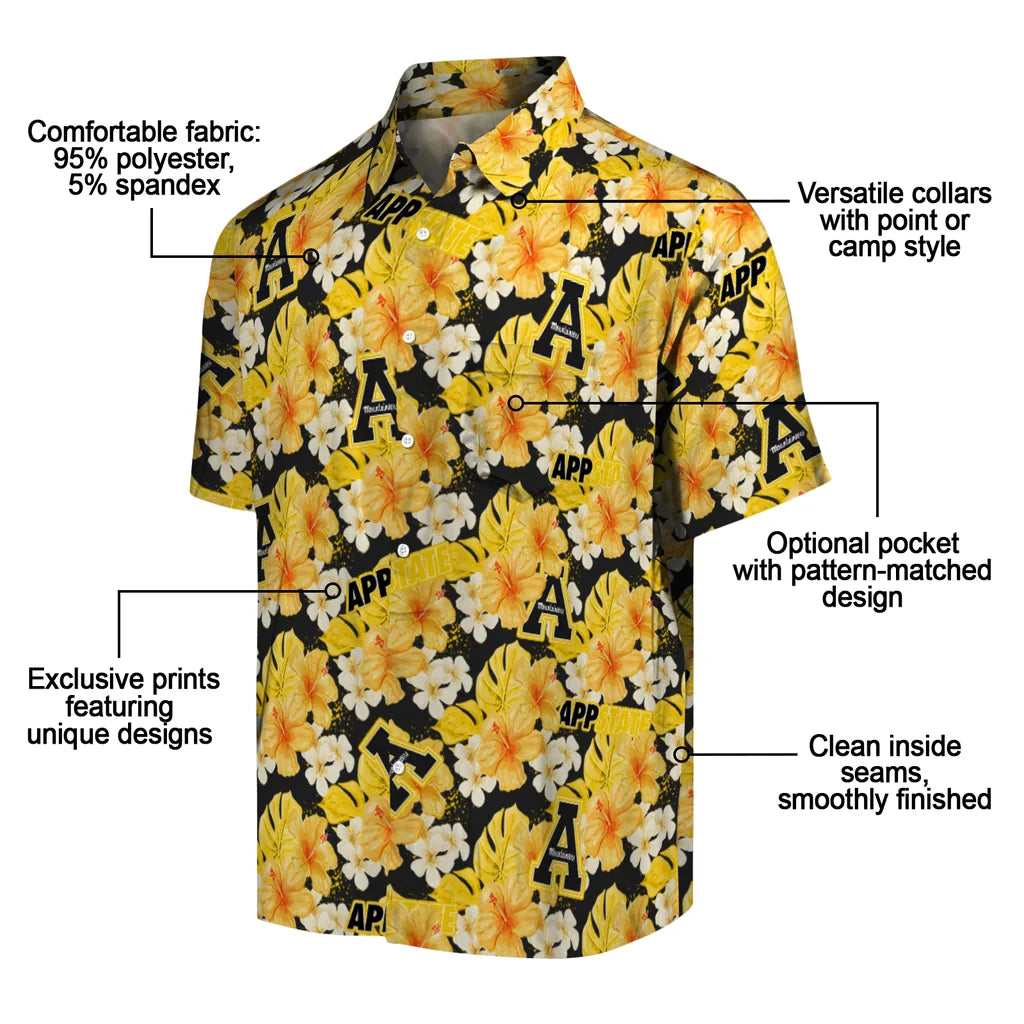 Appalachian State Mountaineers Hawaiian Shirt - Hibiscus Tropics | Moonbestprint