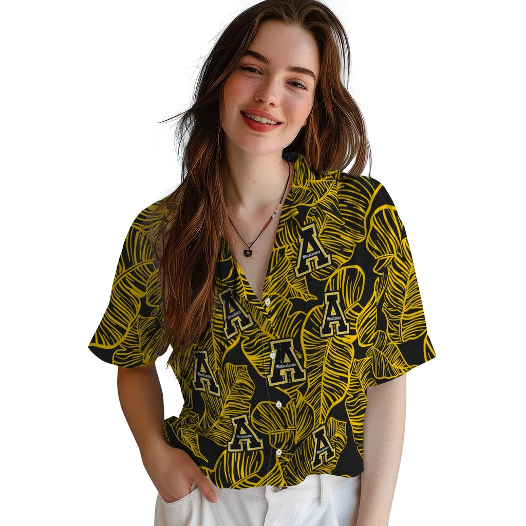 Appalachian State Mountaineers Hawaiian Shirt - Leaf Outline | Moonbestprint
