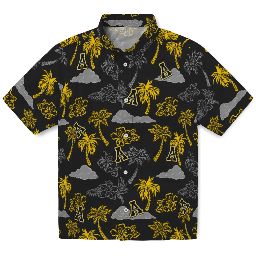 Appalachian State Mountaineers Hawaiian Shirt - Palm And Clouds | Moonbestprint