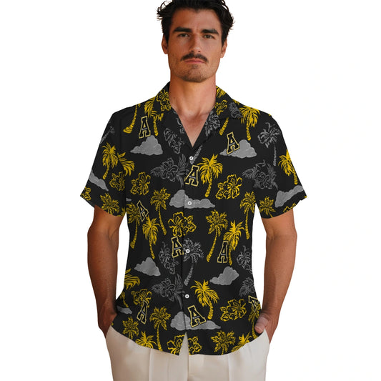 Appalachian State Mountaineers Hawaiian Shirt - Palm And Clouds | Moonbestprint