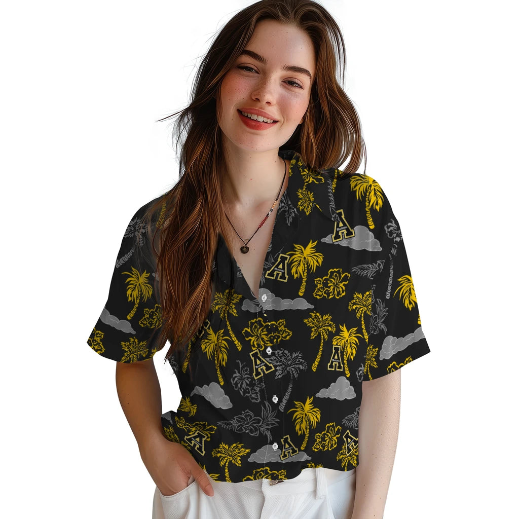 Appalachian State Mountaineers Hawaiian Shirt - Palm And Clouds | Moonbestprint