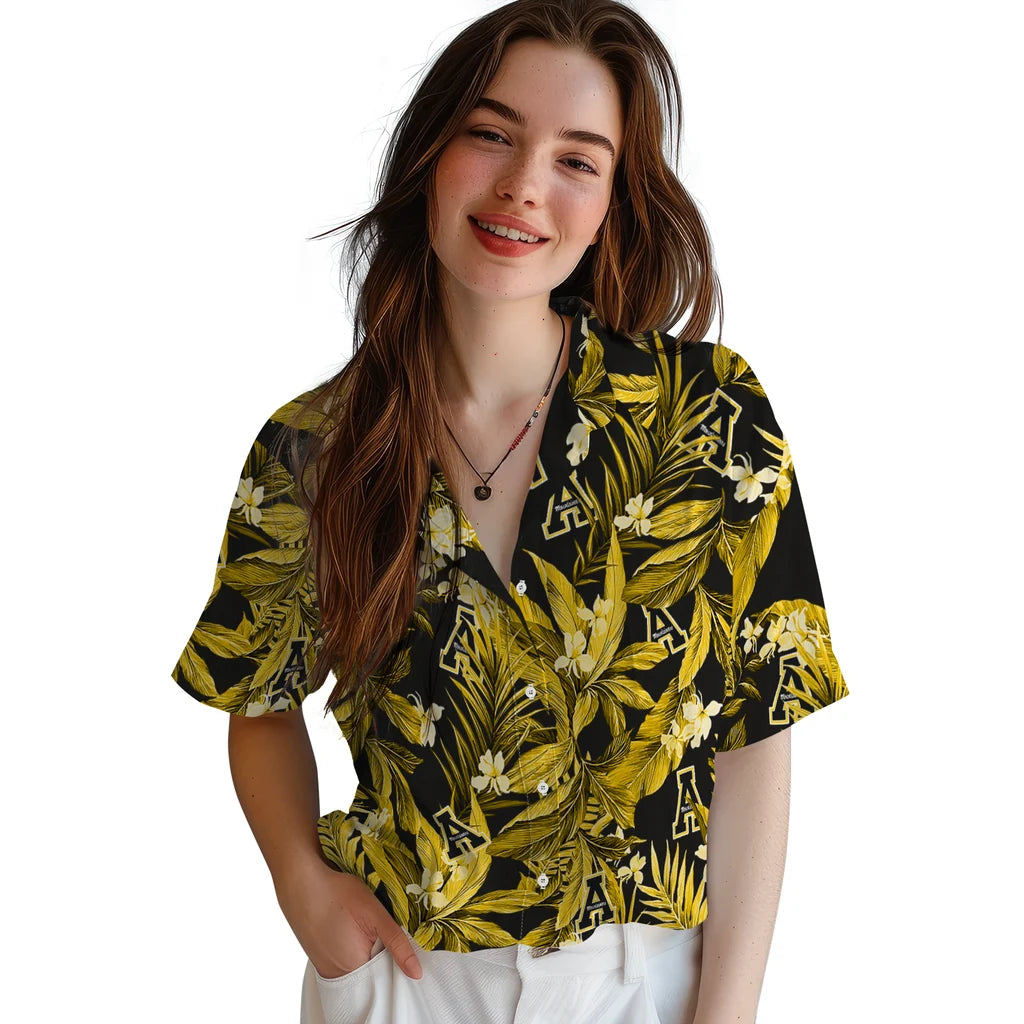 Appalachian State Mountaineers Hawaiian Shirt - Palm Leaves | Moonbestprint