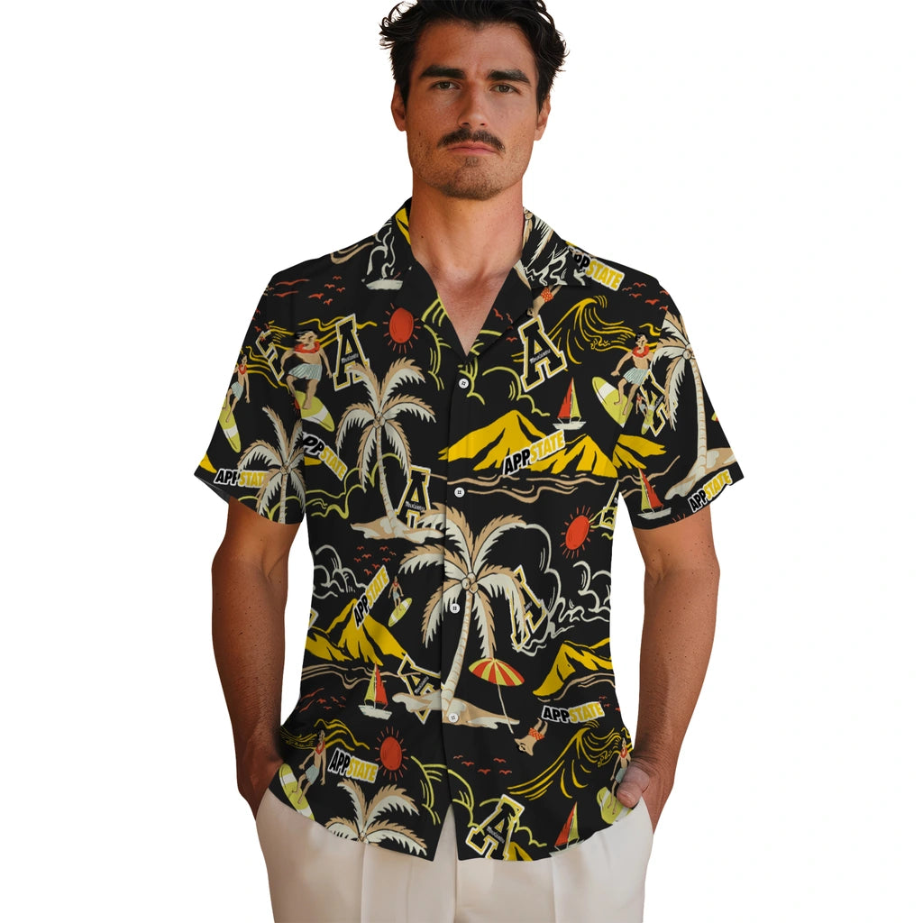 Appalachian State Mountaineers Hawaiian Shirt - Palm Tree Island | Moonbestprint