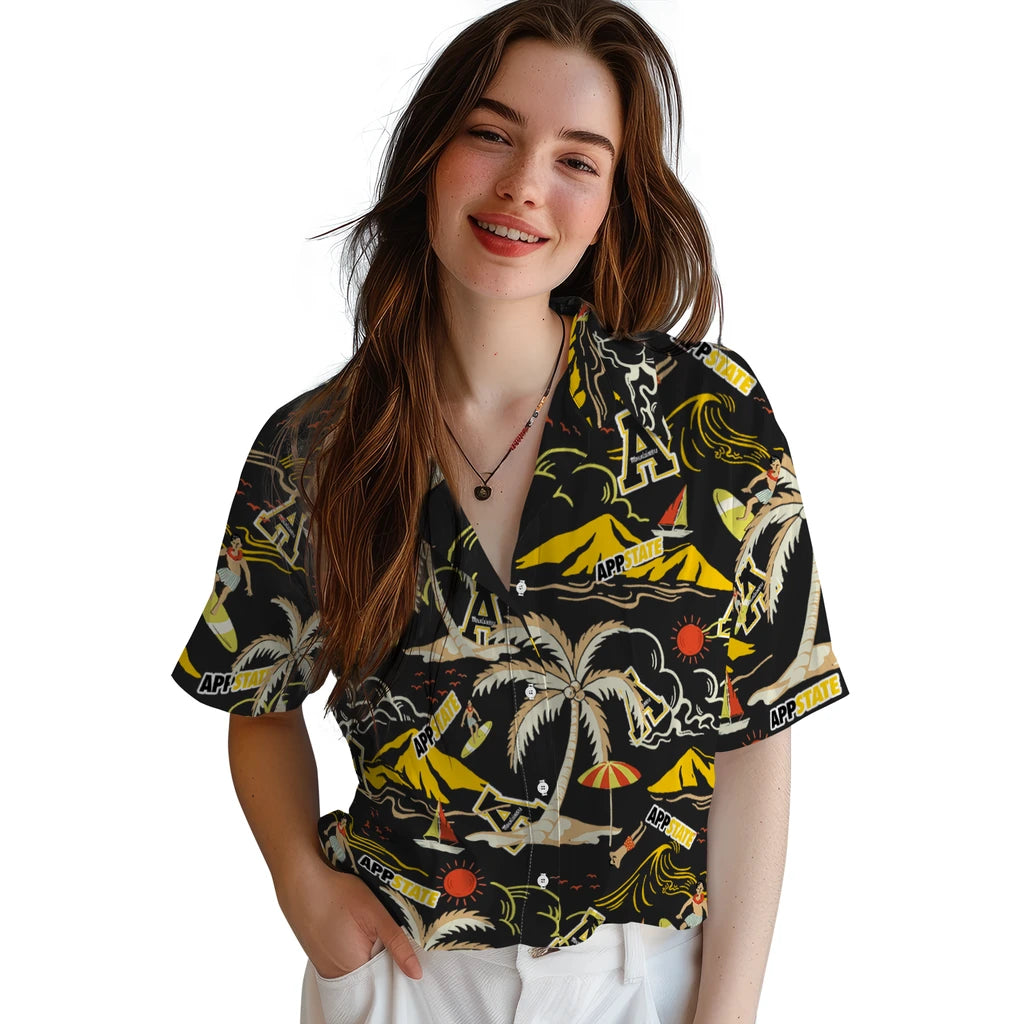 Appalachian State Mountaineers Hawaiian Shirt - Palm Tree Island | Moonbestprint