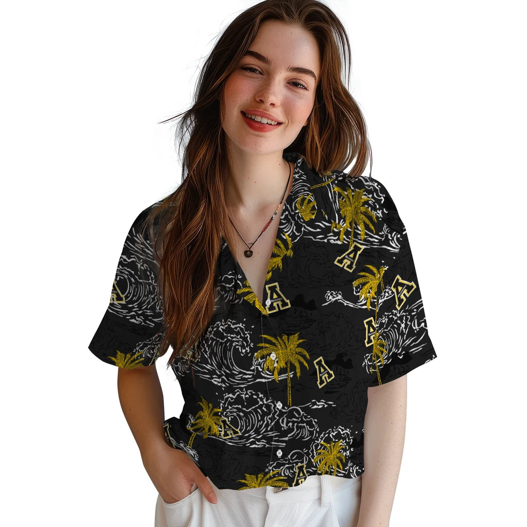 Appalachian State Mountaineers Hawaiian Shirt - Wave Palm | Moonbestprint