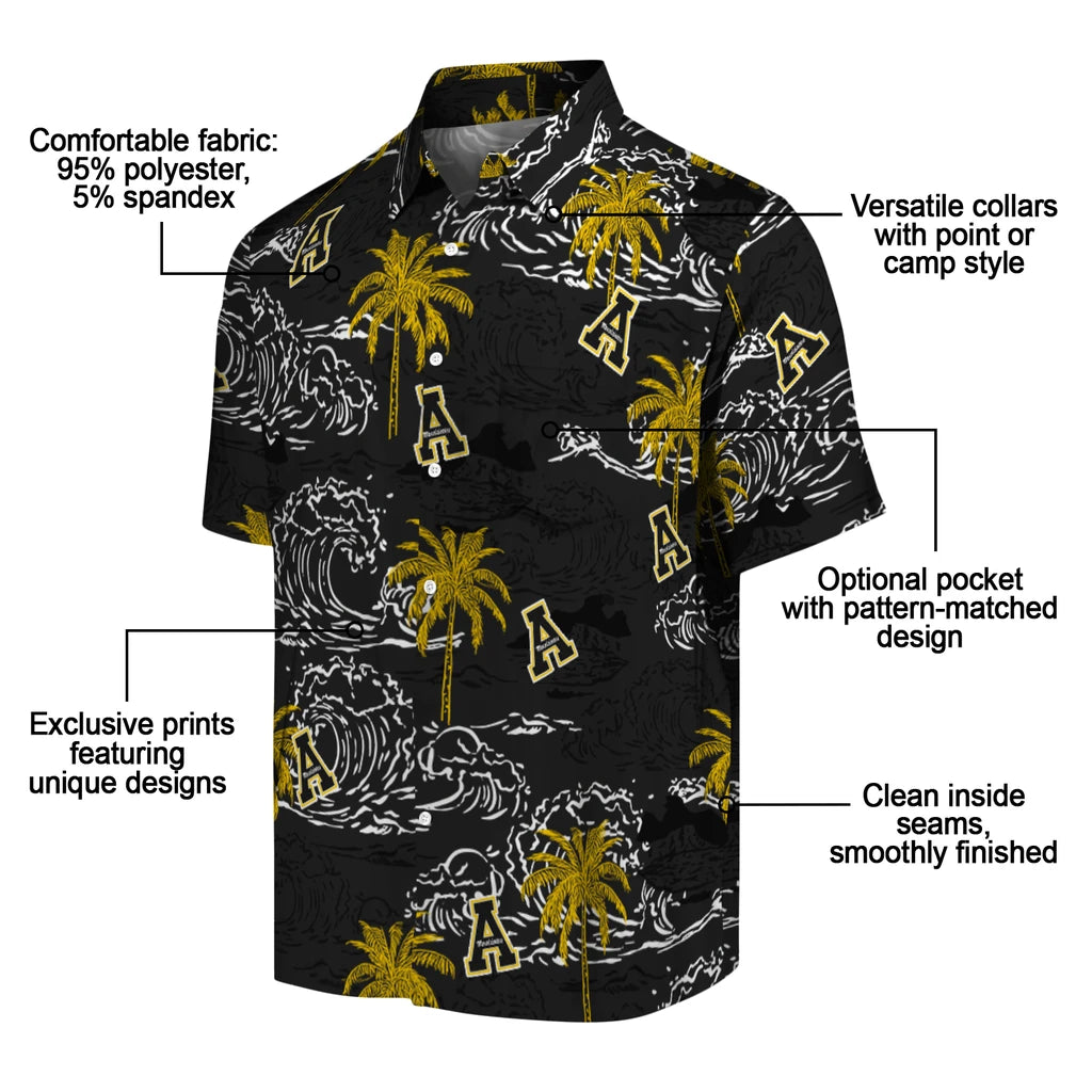 Appalachian State Mountaineers Hawaiian Shirt - Wave Palm | Moonbestprint