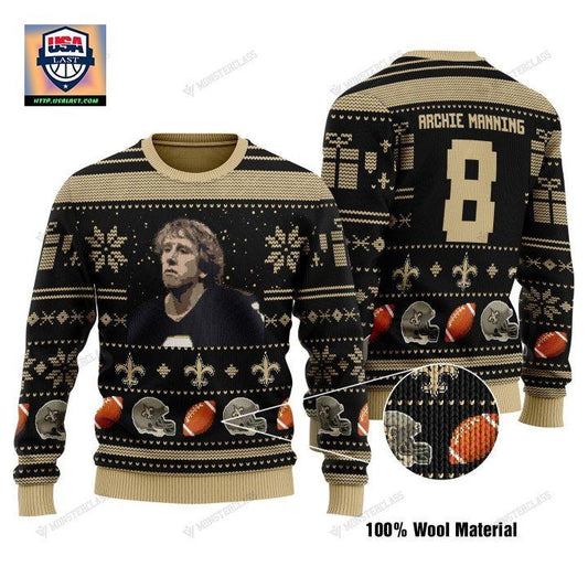 Archie Manning 8 New Orleans Saints Nfl Christmas Sweater ? Usalast