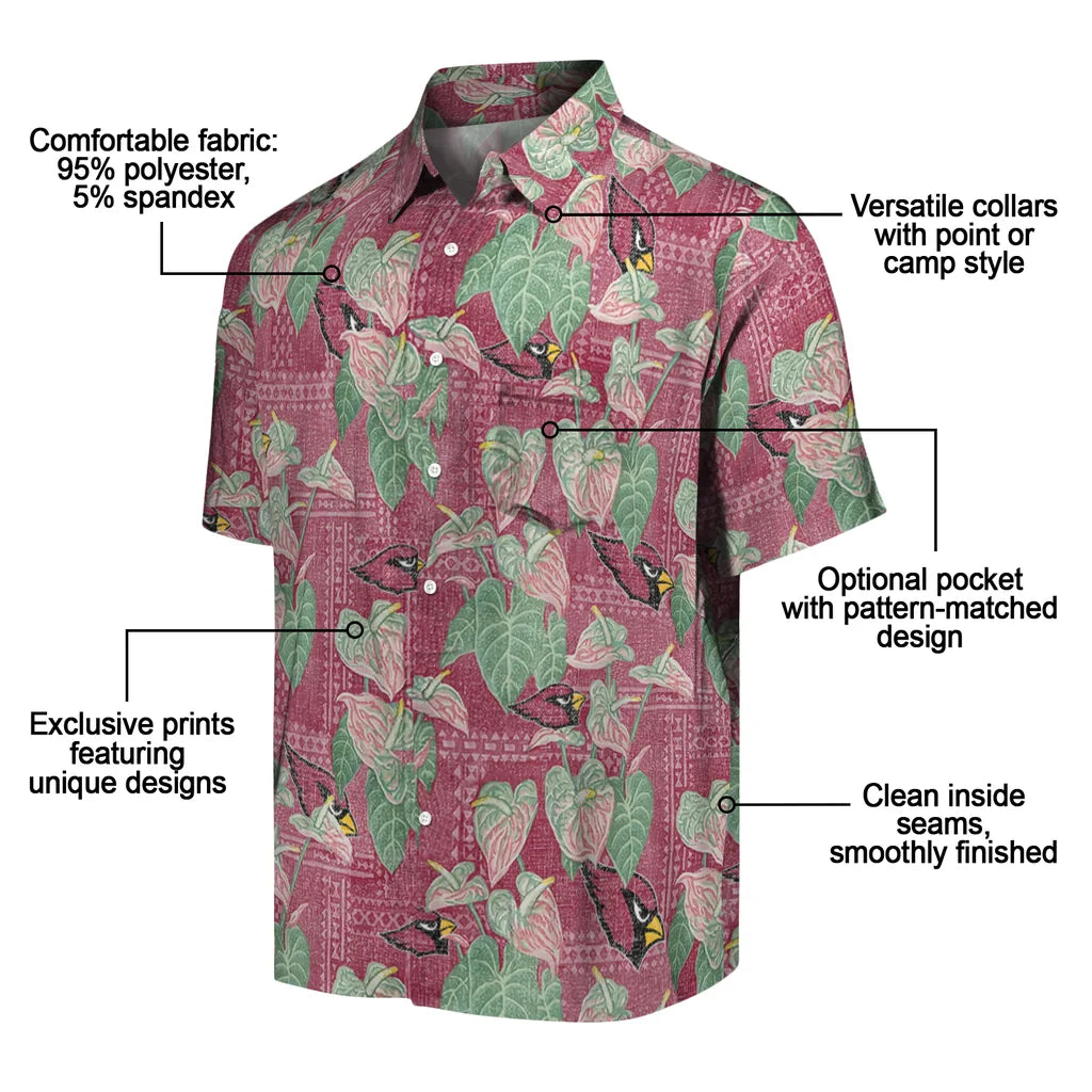 Arizona Cardinals Hawaiian Shirt - Anthurium Overlay | Moonbestprint
