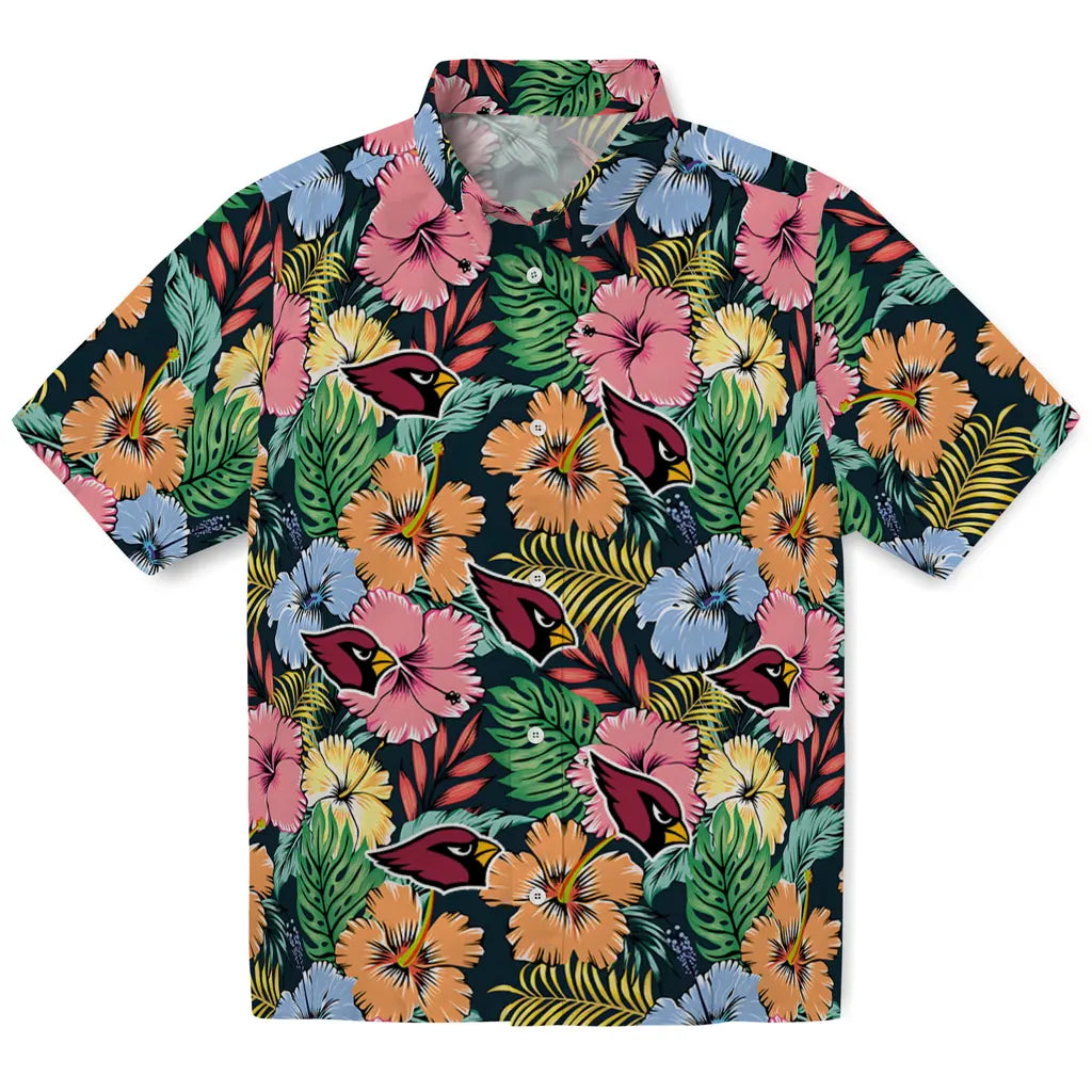 Arizona Cardinals Hawaiian Shirt - Brilliant Hibiscus Garden | Moonbestprint