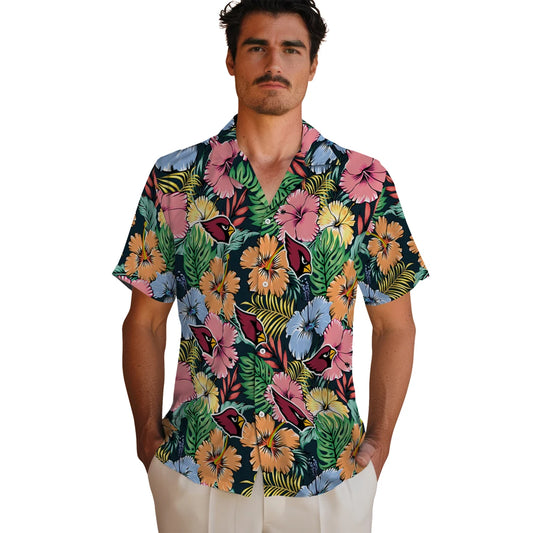 Arizona Cardinals Hawaiian Shirt - Brilliant Hibiscus Garden | Moonbestprint