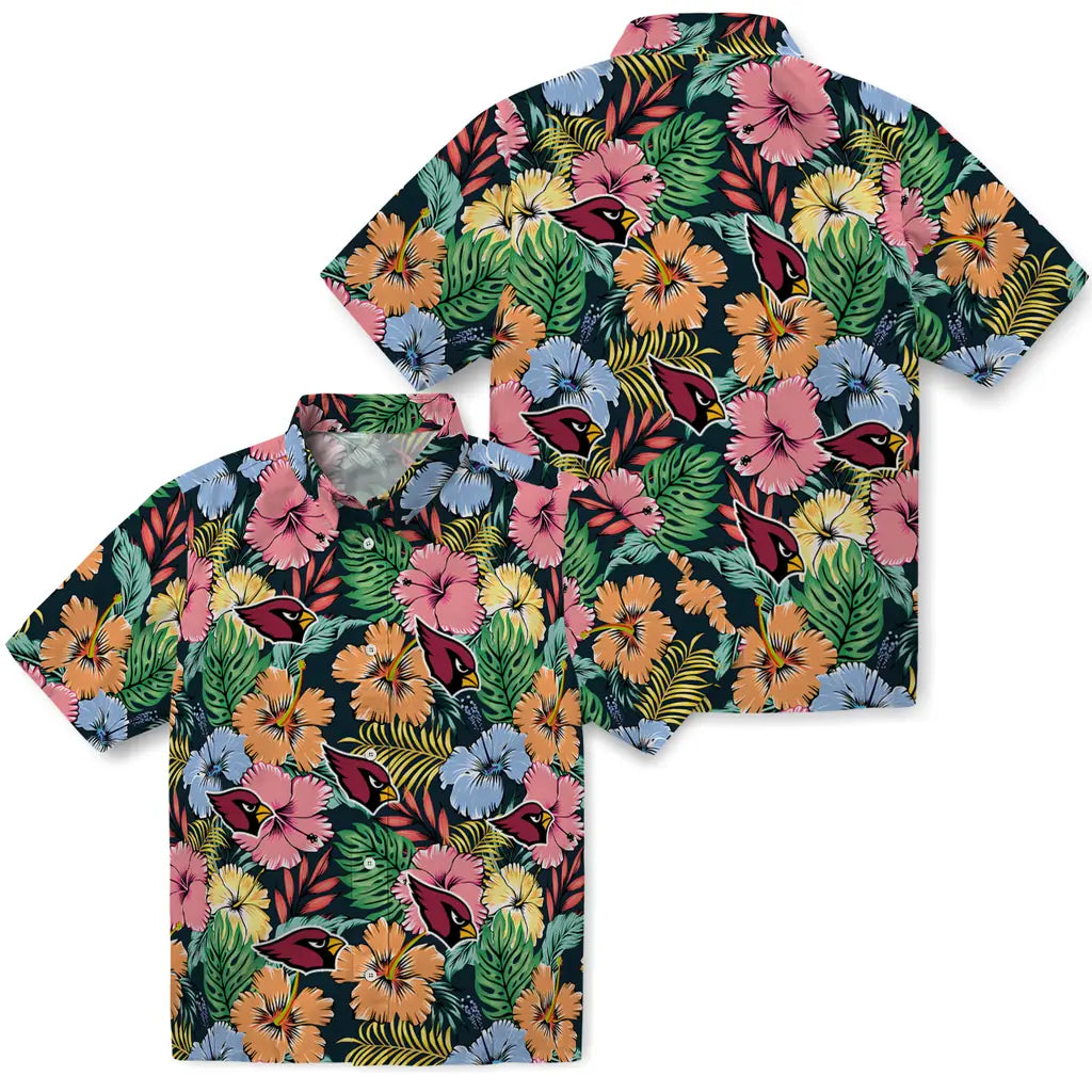 Arizona Cardinals Hawaiian Shirt - Brilliant Hibiscus Garden | Moonbestprint