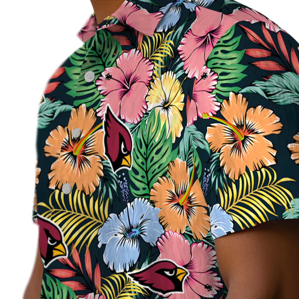 Arizona Cardinals Hawaiian Shirt - Brilliant Hibiscus Garden | Moonbestprint