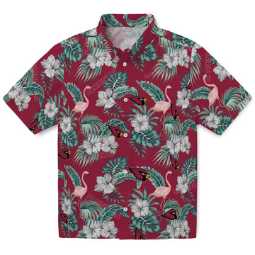 Arizona Cardinals Hawaiian Shirt - Flamingo and Hibiscus | Moonbestprint