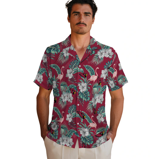 Arizona Cardinals Hawaiian Shirt - Flamingo and Hibiscus | Moonbestprint
