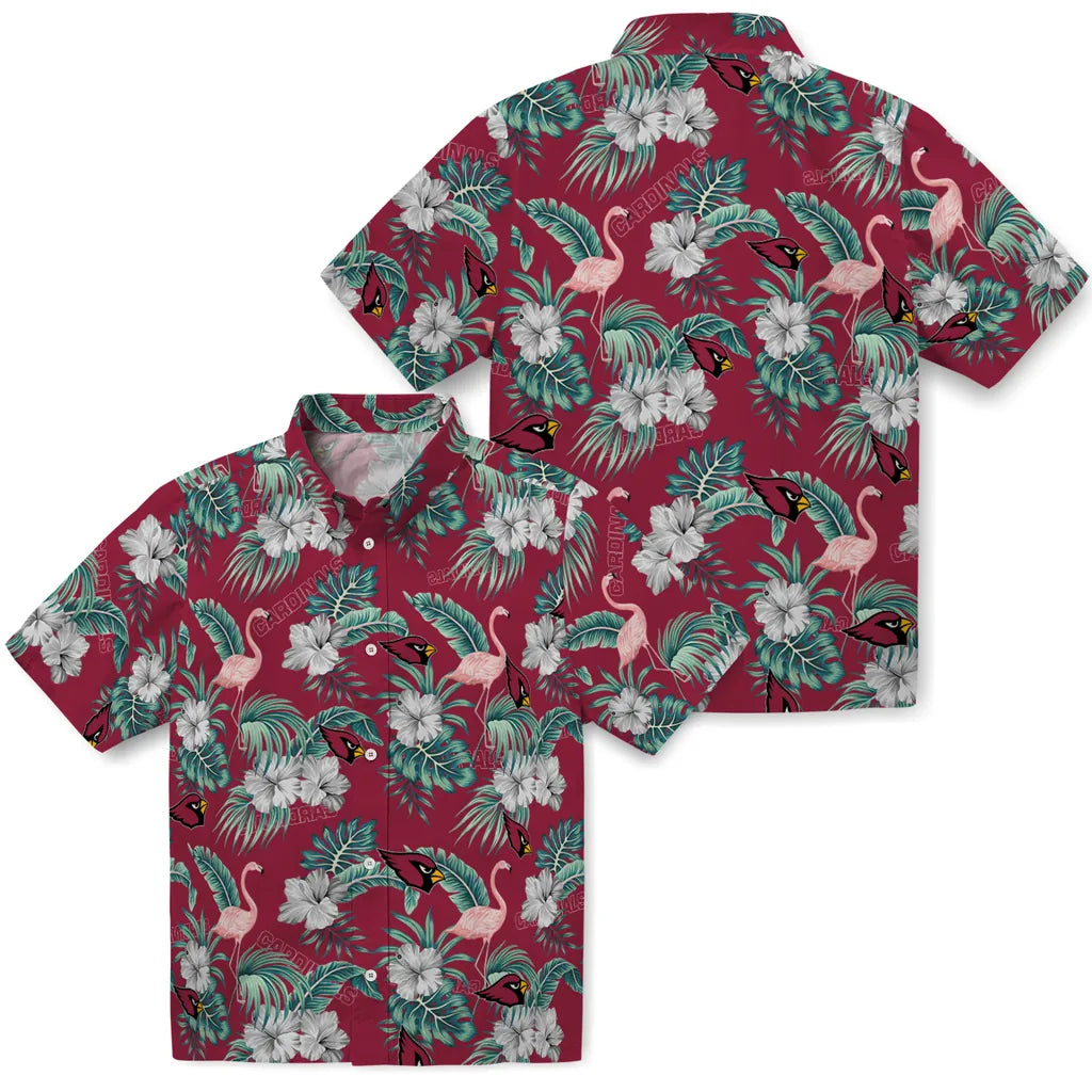 Arizona Cardinals Hawaiian Shirt - Flamingo and Hibiscus | Moonbestprint