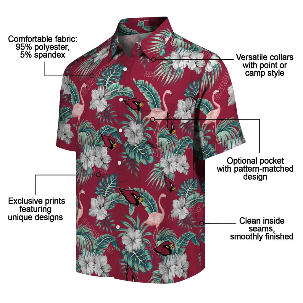 Arizona Cardinals Hawaiian Shirt - Flamingo and Hibiscus | Moonbestprint