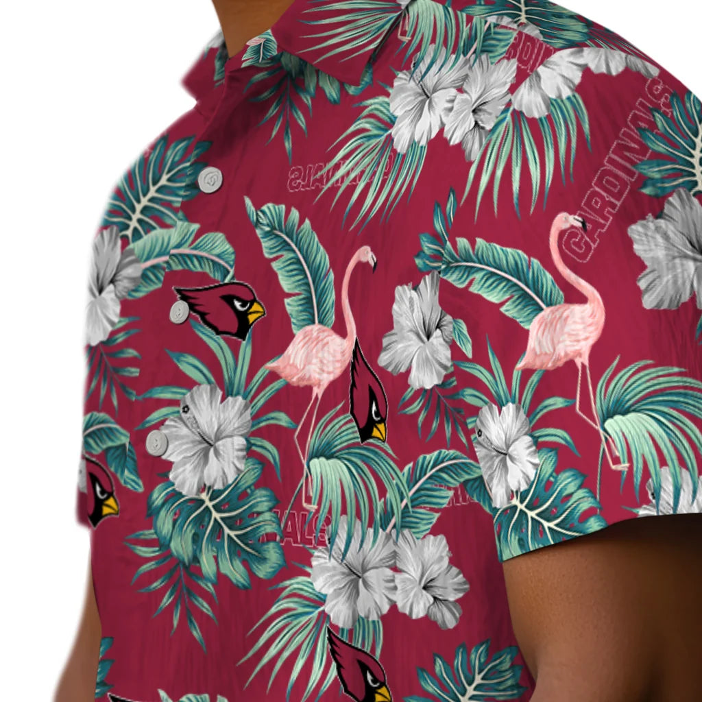 Arizona Cardinals Hawaiian Shirt - Flamingo and Hibiscus | Moonbestprint