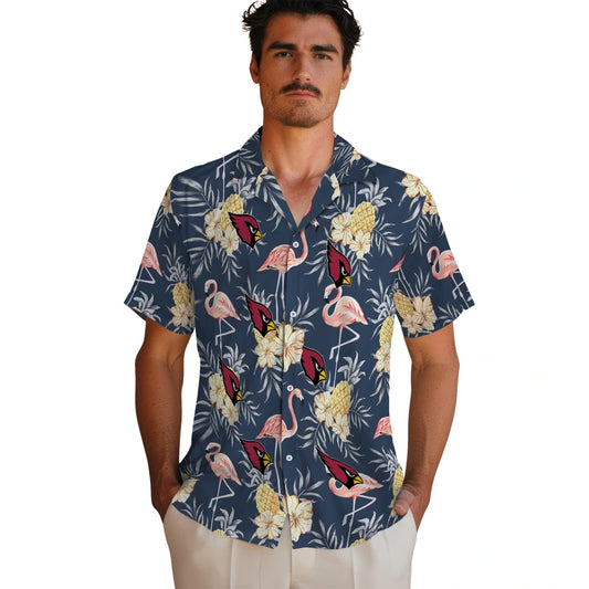 Arizona Cardinals Hawaiian Shirt - Flamingo Hibiscus | Moonbestprint