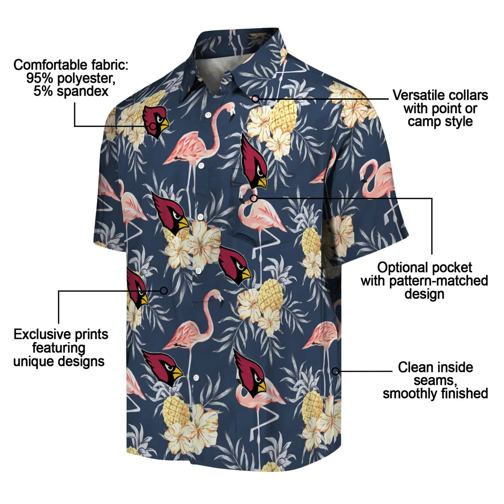 Arizona Cardinals Hawaiian Shirt - Flamingo Hibiscus | Moonbestprint