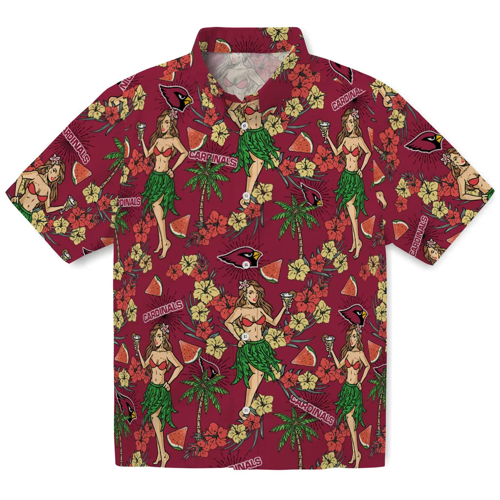 Arizona Cardinals Hawaiian Shirt - Hawaiian Girls Design | Moonbestprint