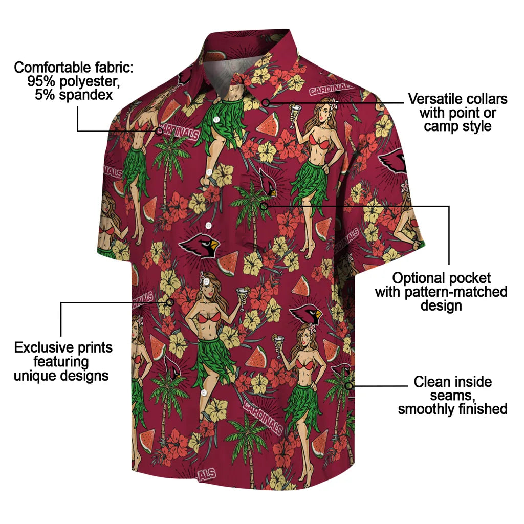 Arizona Cardinals Hawaiian Shirt - Hawaiian Girls Design | Moonbestprint