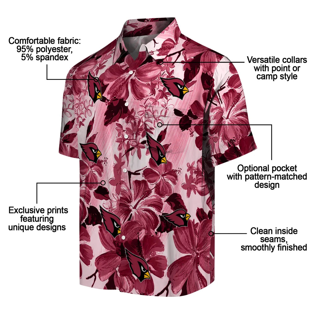 Arizona Cardinals Hawaiian Shirt - Hibiscus Arrangement | Moonbestprint