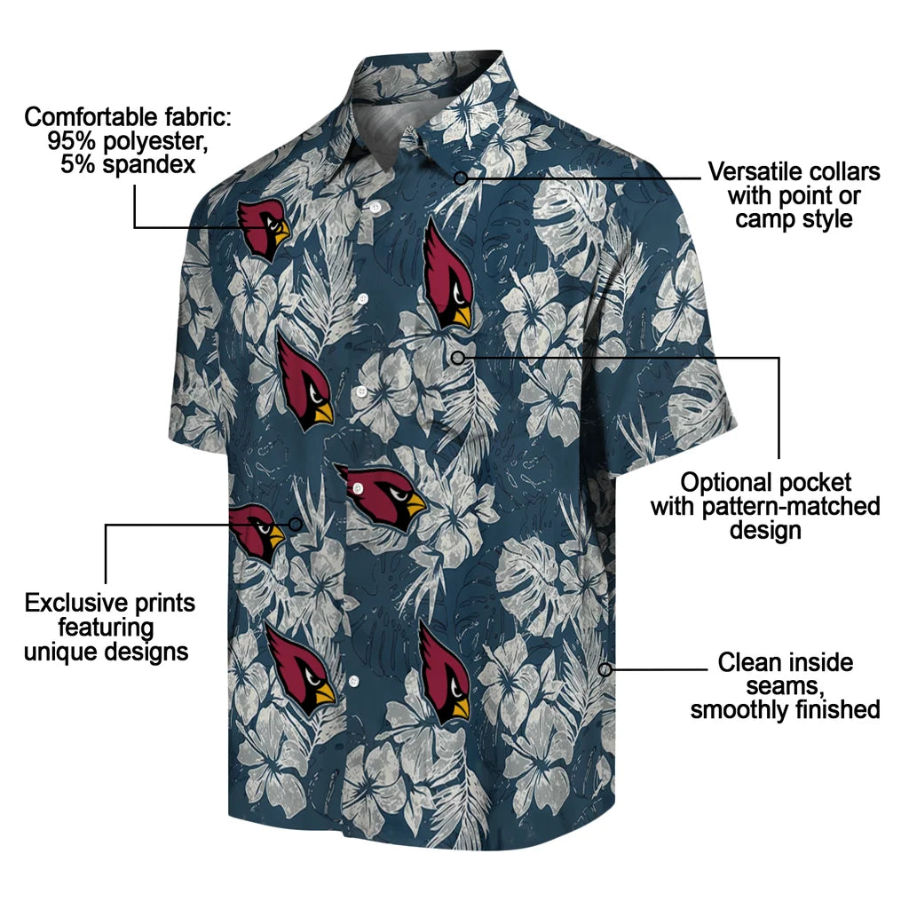 Arizona Cardinals Hawaiian Shirt - Hibiscus Flowers | Moonbestprint
