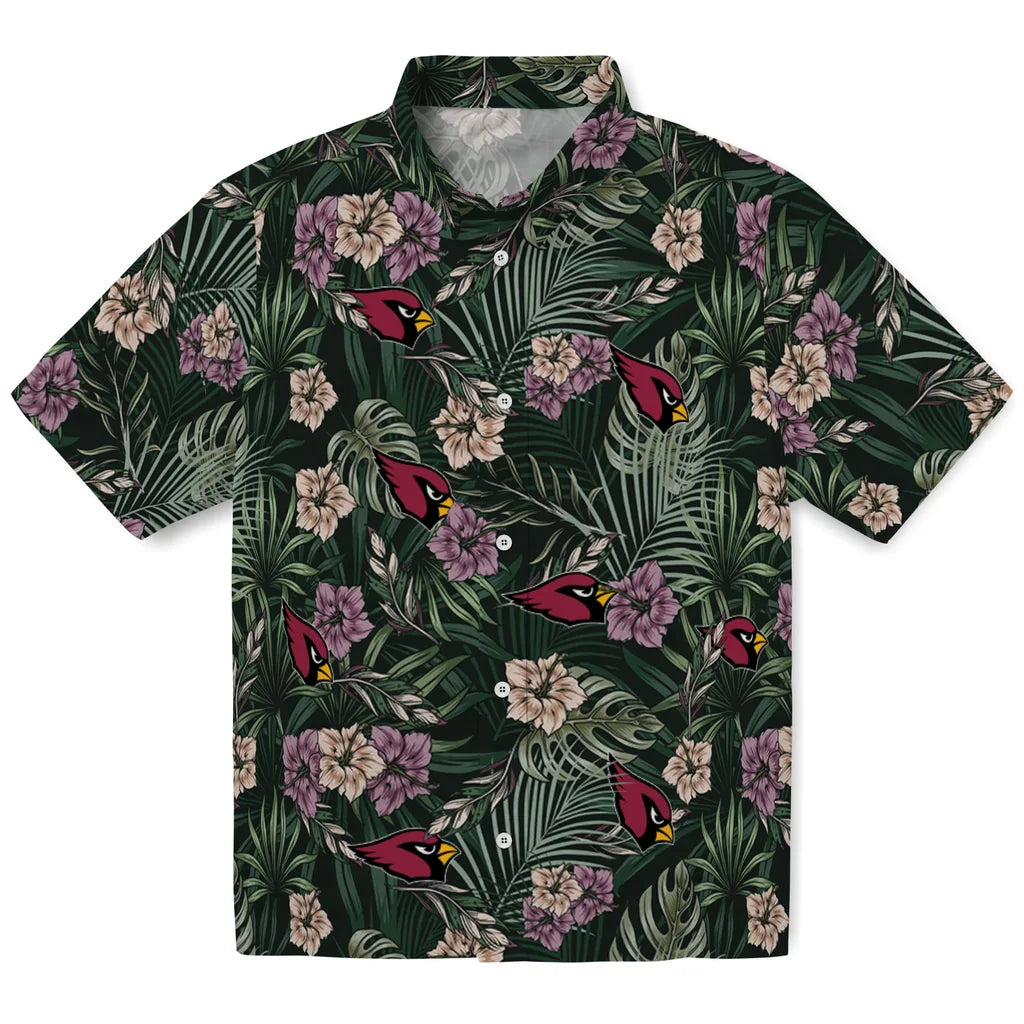 Arizona Cardinals Hawaiian Shirt - Hibiscus Leaves Pattern | Moonbestprint