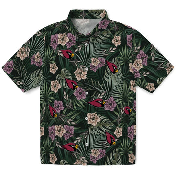 Arizona Cardinals Hawaiian Shirt - Hibiscus Leaves Pattern | Moonbestprint