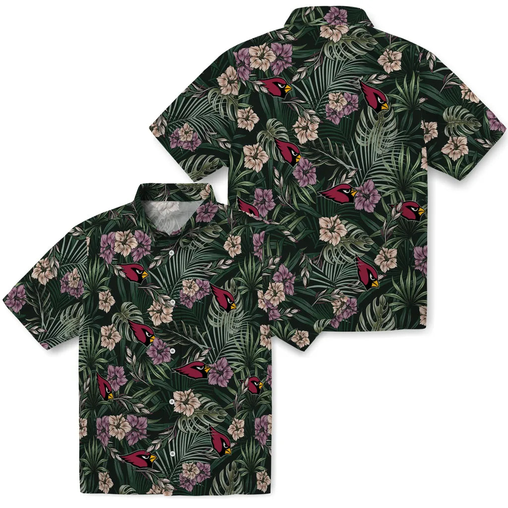 Arizona Cardinals Hawaiian Shirt - Hibiscus Leaves Pattern | Moonbestprint