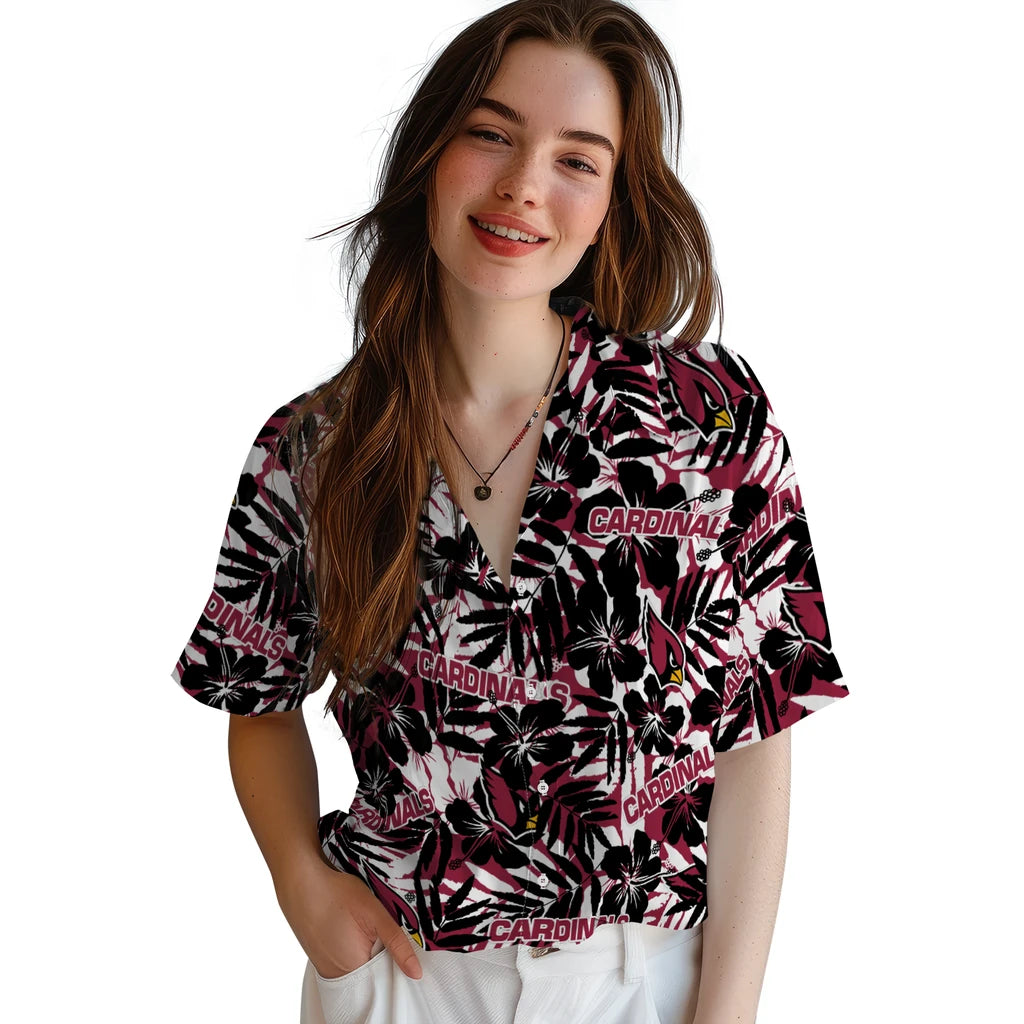Arizona Cardinals Hawaiian Shirt - Hibiscus Overlay | Moonbestprint