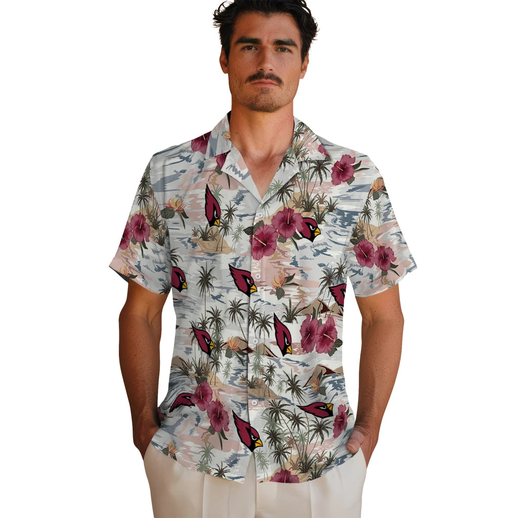 Arizona Cardinals Hawaiian Shirt - Hibiscus Seaside | Moonbestprint