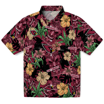 Arizona Cardinals Hawaiian Shirt - Hibiscus Tiki Jungle | Moonbestprint