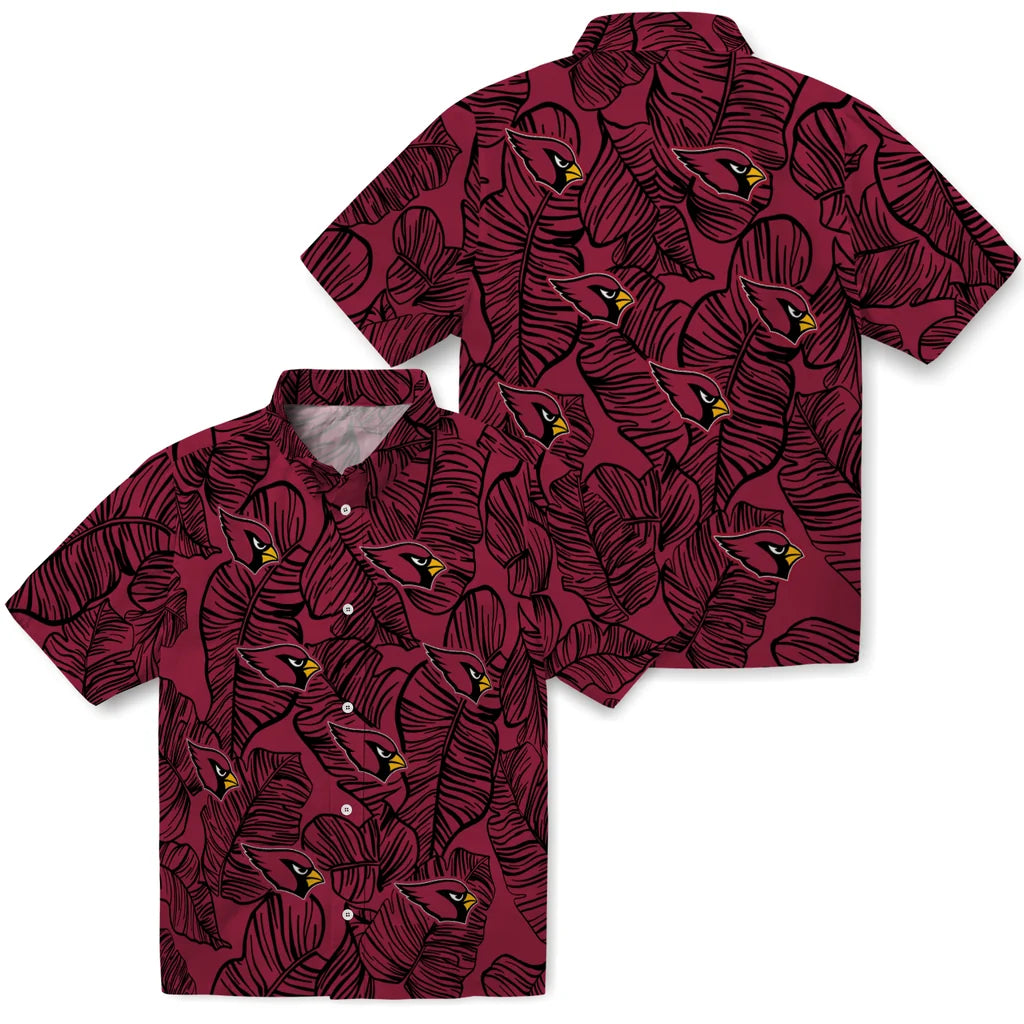 Arizona Cardinals Hawaiian Shirt - Leaf Outline | Moonbestprint