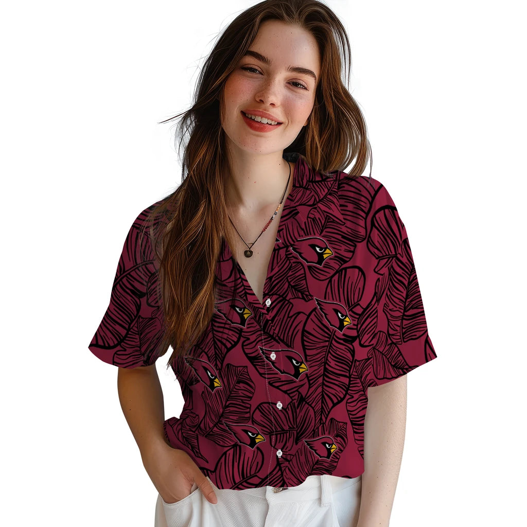 Arizona Cardinals Hawaiian Shirt - Leaf Outline | Moonbestprint