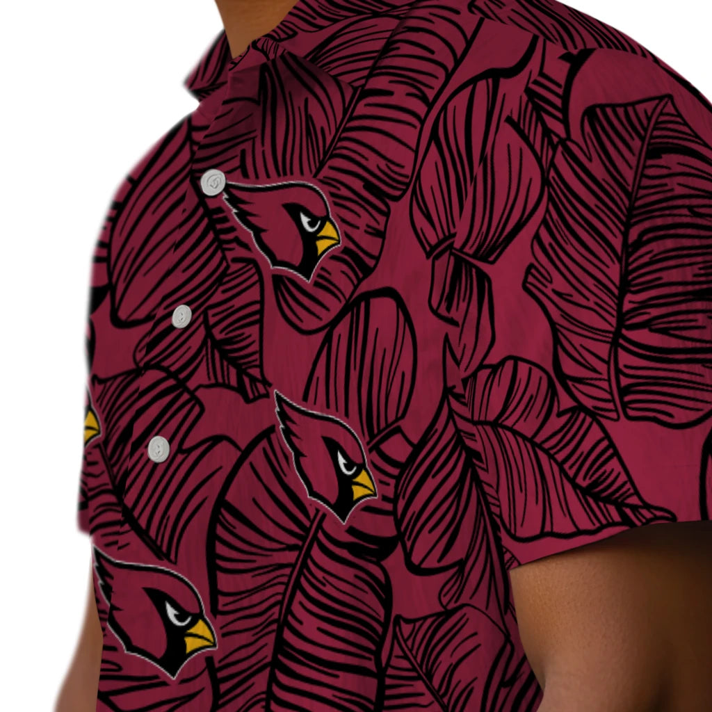 Arizona Cardinals Hawaiian Shirt - Leaf Outline | Moonbestprint