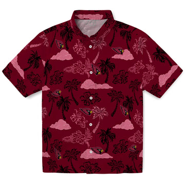 Arizona Cardinals Hawaiian Shirt - Palm And Clouds | Moonbestprint