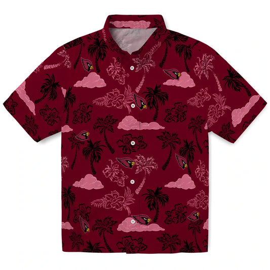 Arizona Cardinals Hawaiian Shirt - Palm And Clouds | Moonbestprint