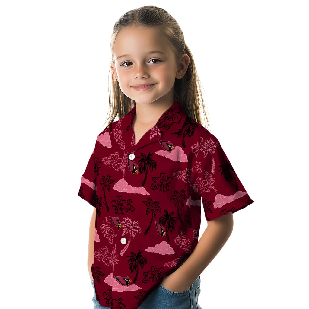 Arizona Cardinals Hawaiian Shirt - Palm And Clouds | Moonbestprint