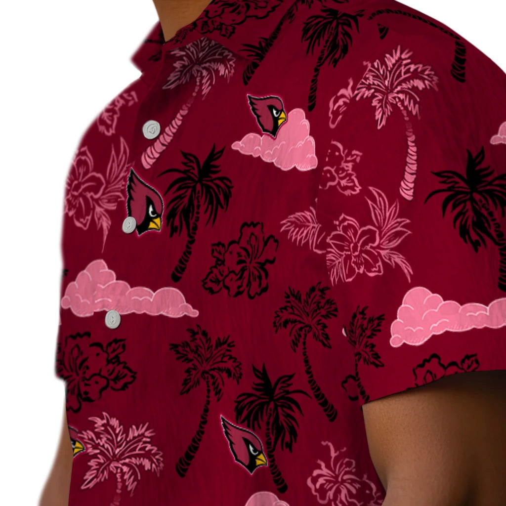 Arizona Cardinals Hawaiian Shirt - Palm And Clouds | Moonbestprint
